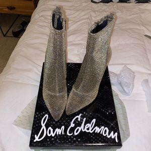 SAM EDELMAN Olson Pointed Toe Bootie Gold Metallic